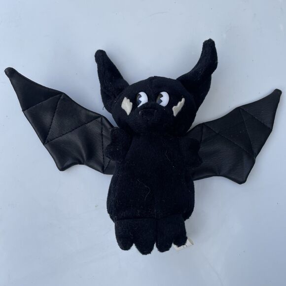 Vintage Black Bat‎ Animal Adventure Inc Plush with leather wings Halloween READ - Picture 1 of 4